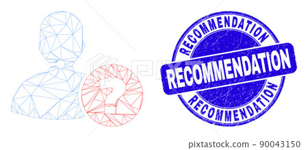 Blue Grunge Recommendation Stamp and Web Mesh Operator Information 90043150