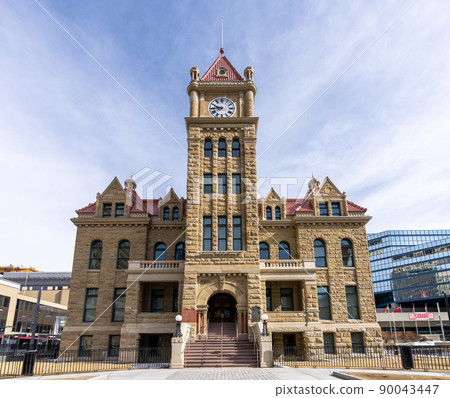 Calgary, AB, Canada - March 14 2022 : Calgary City Hall National Historic Site of Canada. 90043447