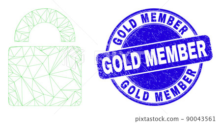 Blue Grunge Gold Member Seal and Web Mesh Lock Blue Grunge Gold Member Seal and Web Mesh Lock 90043561