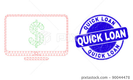 Blue Distress Quick Loan Stamp Seal and Web Mesh Financial Display 90044478