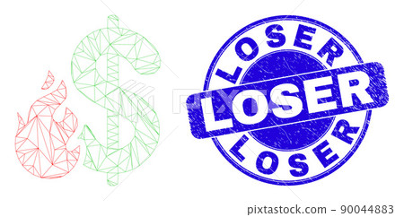 Blue Distress Loser Stamp Seal and Web Mesh Dollar Fire 90044883