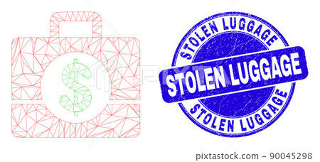 Blue Distress Stolen Luggage Stamp and Web Mesh Business Case Blue Distress Stolen Luggage Stamp and Web Mesh Business Case 90045298