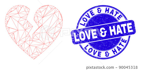 Blue Grunge Love and Hate Stamp Seal and Web Carcass Broken Heart Blue Grunge Love and Hate Stamp Seal and Web Carcass Broken Heart 90045318