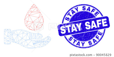Blue Scratched Stay Safe Seal and Web Mesh Blood Donation Hand Blue Scratched Stay Safe Seal and Web Mesh Blood Donation Hand 90045829