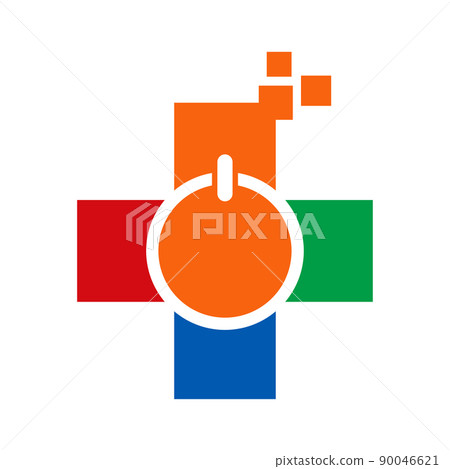 power button Medical health logo Icon Illustration Brand Identity 90046621
