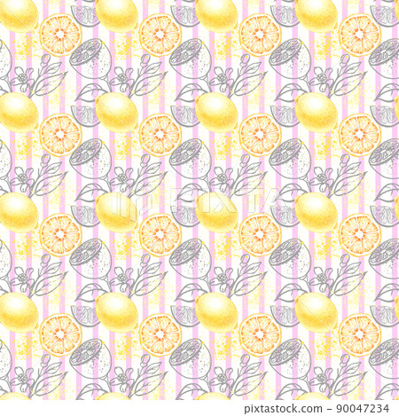 Watercolor geometric lemon pattern Watercolor geometric lemon pattern 90047234