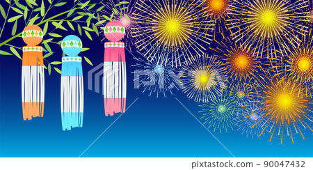Fireworks Tanabata night sky background 90047432