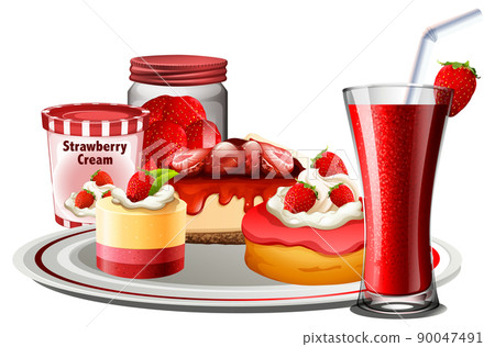 Strawberry bakery and beverage set 90047491