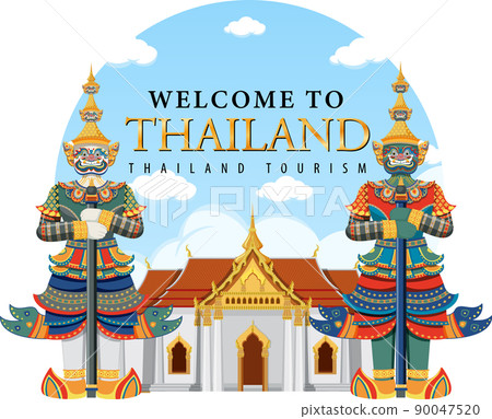 Giant demons Thailand attraction and landscape icon in circle template Giant demons Thailand attraction and landscape icon in circle template 90047520
