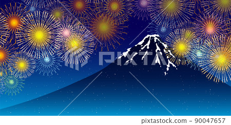 Fireworks Mt. Fuji summer background Fireworks Mt. Fuji summer background 90047657