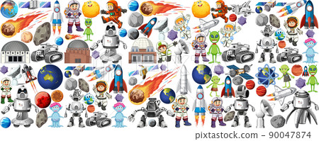 Set of space objects on white background Set of space objects on white background 90047874
