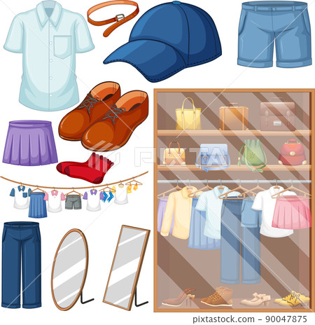 A set of different cloth on white background A set of different cloth on white background 90047875