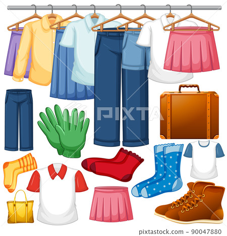 A set of different cloth on white background A set of different cloth on white background 90047880