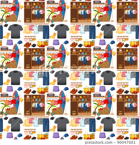 Seamless background design with cloth theme on white background Seamless background design with cloth theme on white background 90047881