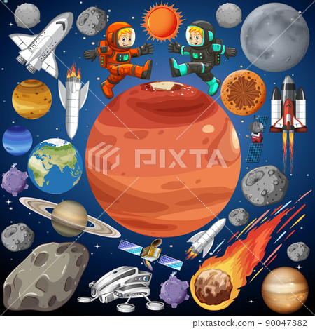 Set of space objects in space 90047882