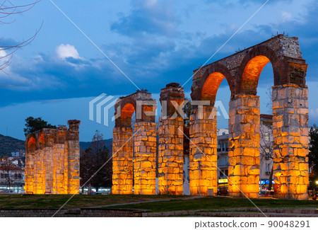 Roman aqueduct in evening. Ephesus. Selcuk. Turkey 90048291