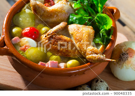 Solyanka with quails, ham, olives 90048335
