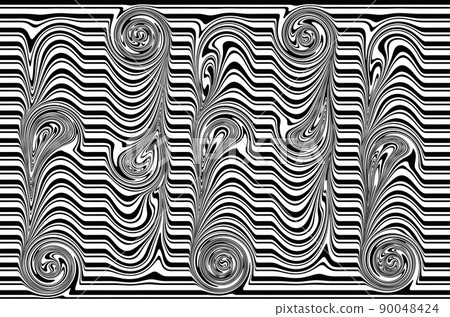 Vector optical illusion with black and white lines 90048424