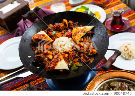 Sauteed lamb with vegetables Choban Kavurma served with rice 90048743