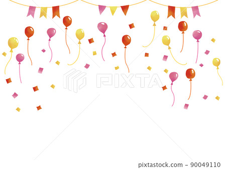 Watercolor touch balloon and garland frame Watercolor touch balloon and garland frame 90049110