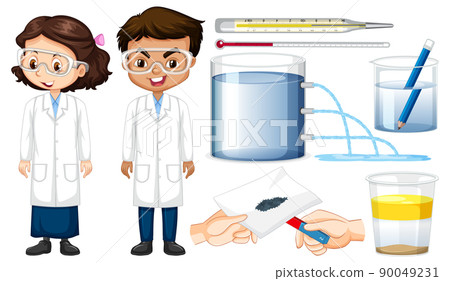 Set of equipment needed for science experiment Set of equipment needed for science experiment 90049231