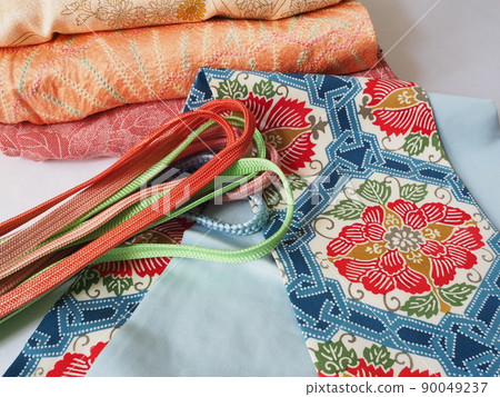 Folded kimono, Nagoya obi, obijime 90049237
