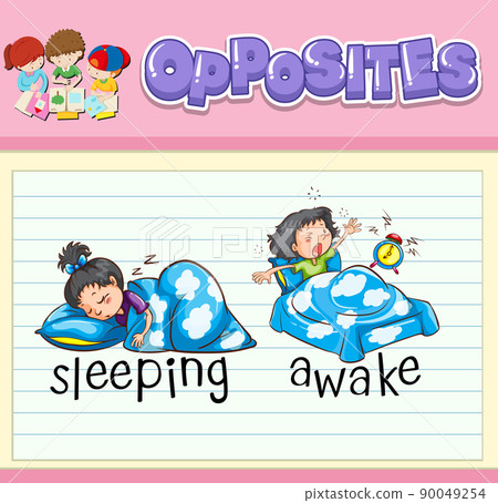 Education word card of English opposites word 90049254