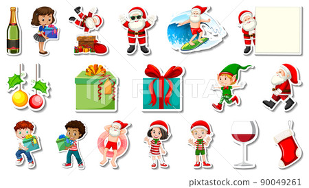 Set of Christmas objects and cartoon characters Set of Christmas objects and cartoon characters 90049261