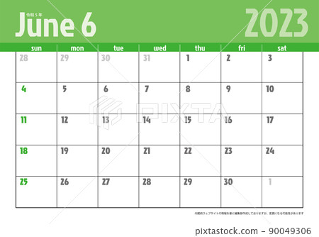 Reiwa 2023 年 6 月 5 日現代日曆材料插圖模板數據矢量 90049306