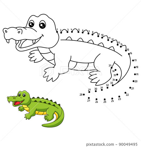 Dot to Dot Crocodile Coloring Page for Kids 90049495