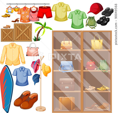 A set of different cloth on white background 90049568