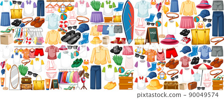 A set of different cloth on white background A set of different cloth on white background 90049574