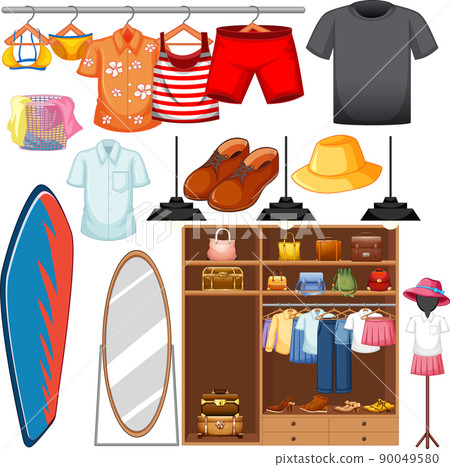 A set of different cloth on white background 90049580