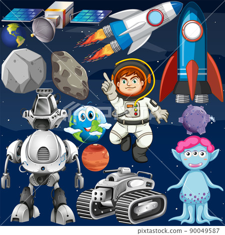 Space Objects Set, Cosmos Exploration, Space - Stock Illustration  [70046097] - PIXTA