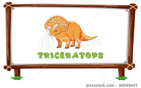Frame template with dinosaurs and text triceratops design inside 90049605
