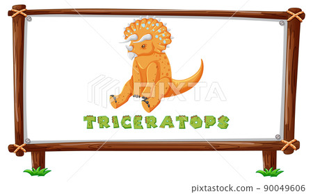Frame template with dinosaurs and text triceratops design inside 90049606