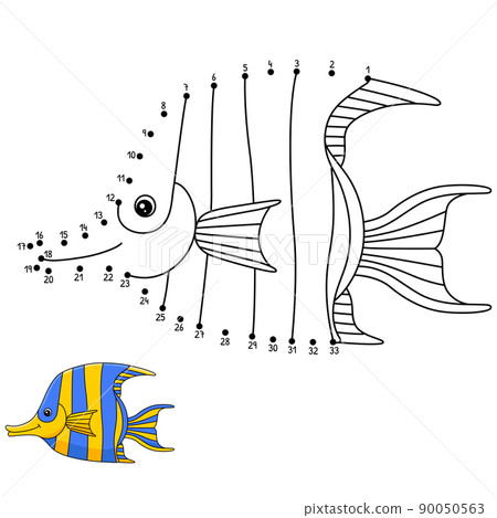 Dot to Dot Angelfish Coloring Page for Kids Dot to Dot Angelfish Coloring Page for Kids 90050563