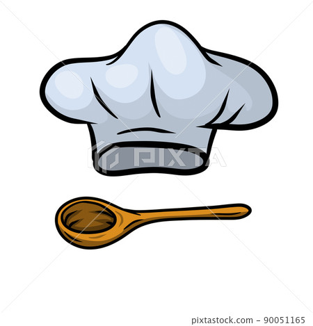 Chef hat. Vector Wooden spoon. Cook white Clothes. Chef hat. Vector Wooden spoon. Cook white Clothes. 90051165