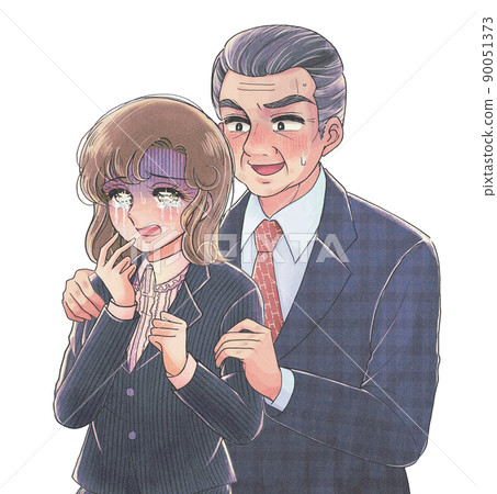 A woman suffering from shojo manga style, boss sexual harassment, and body touch A woman suffering from shojo manga style, boss sexual harassment, and body touch 90051373