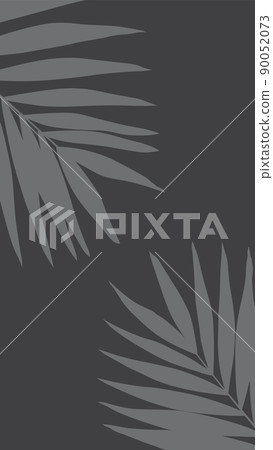 Gray color of tropical leaves pattern style on dark gray color background, flat line vector and illustration. 90052073