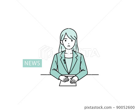 新聞主播女播音員公告緊急突發新聞電視廣播 新聞主播女播音員公告緊急突發新聞電視廣播 90052600