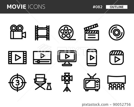 Line style icon set related to video_082 90052756