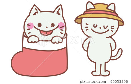 Cats in boots and cats wearing straw hats Cats in boots and cats wearing straw hats 90053396