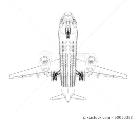 Airplane in wire-frame style. Vector Airplane in wire-frame style. Vector 90053398