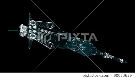 Abstract space rocket and shuttle. All of the particles 90053659