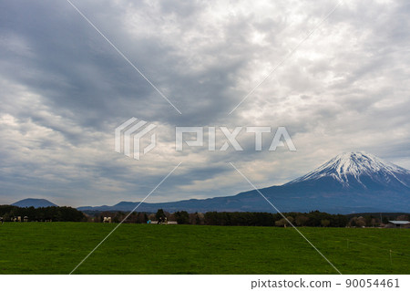 富士山風景和靜岡縣富士吉田市腳下的牧場 90054461