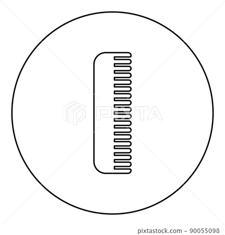 Comb icon in circle round black color vector illustration image outline contour line thin style Comb icon in circle round black color vector illustration image outline contour line thin style 90055098