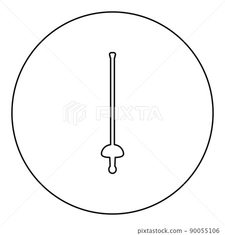 Rapier epee saber fencing sword old cold weaponry melee weapon for sport or duel silhouette icon in circle round black color vector illustration image outline contour line thin style 90055106