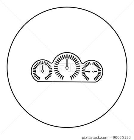 Dashboard car panel speed display with gauge icon in circle round black color vector illustration image outline contour line thin style 90055133