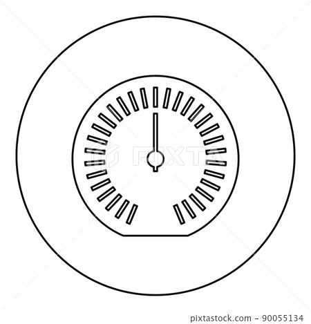 Speedometer odometer speed counter meter icon in circle round black color vector illustration image outline contour line thin style Speedometer odometer speed counter meter icon in circle round black color vector illustration image outline contour line thin style 90055134